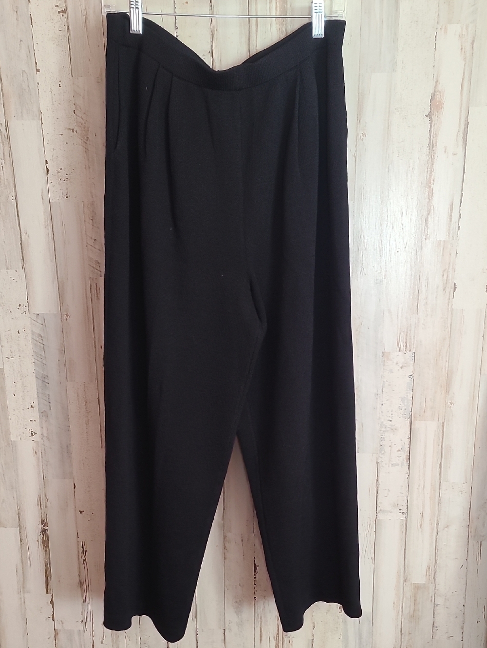 St. John Black Wide-Leg Knit Pants